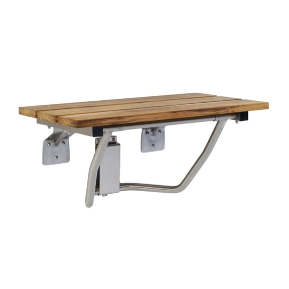 Folding Shower Chair for Elderly and Disabled, ADA Folding Shower Seat Wall Mounted Holds Upto 400lbs | Teak Shower Bench | 304 Stainless Steel Teak Shower Stool for Inside Shower | 28"x16"