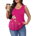thumbnail image 6 of Tiqkatyck Tank Tops for Women Trendy Women's 2025 Chic Round Neck Short Sleeve Shirts 2D Printed Casual Loose Fit Vest Sleeveless Tunic Tops Summer Tops for Women Hot Pink L, 6 of 7