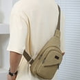 thumbnail image 6 of Lksixu Casual Sling Bag for Men, Canvas Solid Color Crossbody Bag with Earphone Port, Lightweight Wear-Resistant Shoulder Chest Bag Anti-Theft Purse Minimalist Sling Backpack for Outdoors Travel, 6 of 8