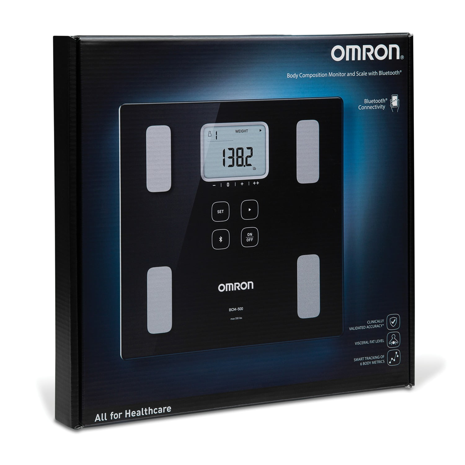 Omron 5 Series Digital Upper Arm Blood Pressure Monitor with D-Ring Cuff and Body Composition 330-Lb. Capacity Bathroom Scale Kit, BCM-500, BP7255
