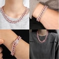 thumbnail image 4 of Men Women Hip Hop 13mm Crystal Cuban Chain HipHop Iced Out Bling Necklaces Fashion Charm Jewelry Bracelet&Necklace Set, 4 of 8