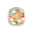 thumbnail image 1 of Geometry Squama Flowers Pattern Japan Square Mirror Portable Compact Pocket Makeup Double Sided Glass, 1 of 3