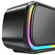 Bluetooth Soundbar with RGB Lights, 20W Home Theater Speaker, 4 Dynamic Light Modes, Built-in 2000mAh Battery, Compatible with TV, PC, Phone, Tablet