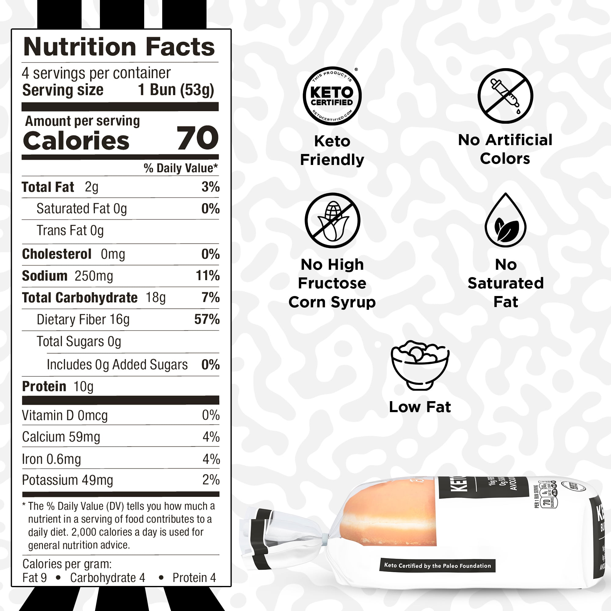 Lewis Bake Shop Better Way Keto White Burger Buns, 7.5 oz, 4 Count