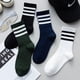 thumbnail image 3 of pares de calcetines lindos a rayas para hombres y mujeres, calcetines de tubo medio para primavera y verano, calcetines deportivos de algodón de cintura alta, 8 Pares Negro+Blanco, M, 3 of 3