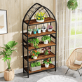 thumbnail image 5 of Tribesigns 5-Tier Indoor Plant Stand, 74.8-Inch Tall Plant Stand, Wood Plant Shelf with Metal Frame for Indoor, Balcony (Rustic Brown & Black), 5 of 7