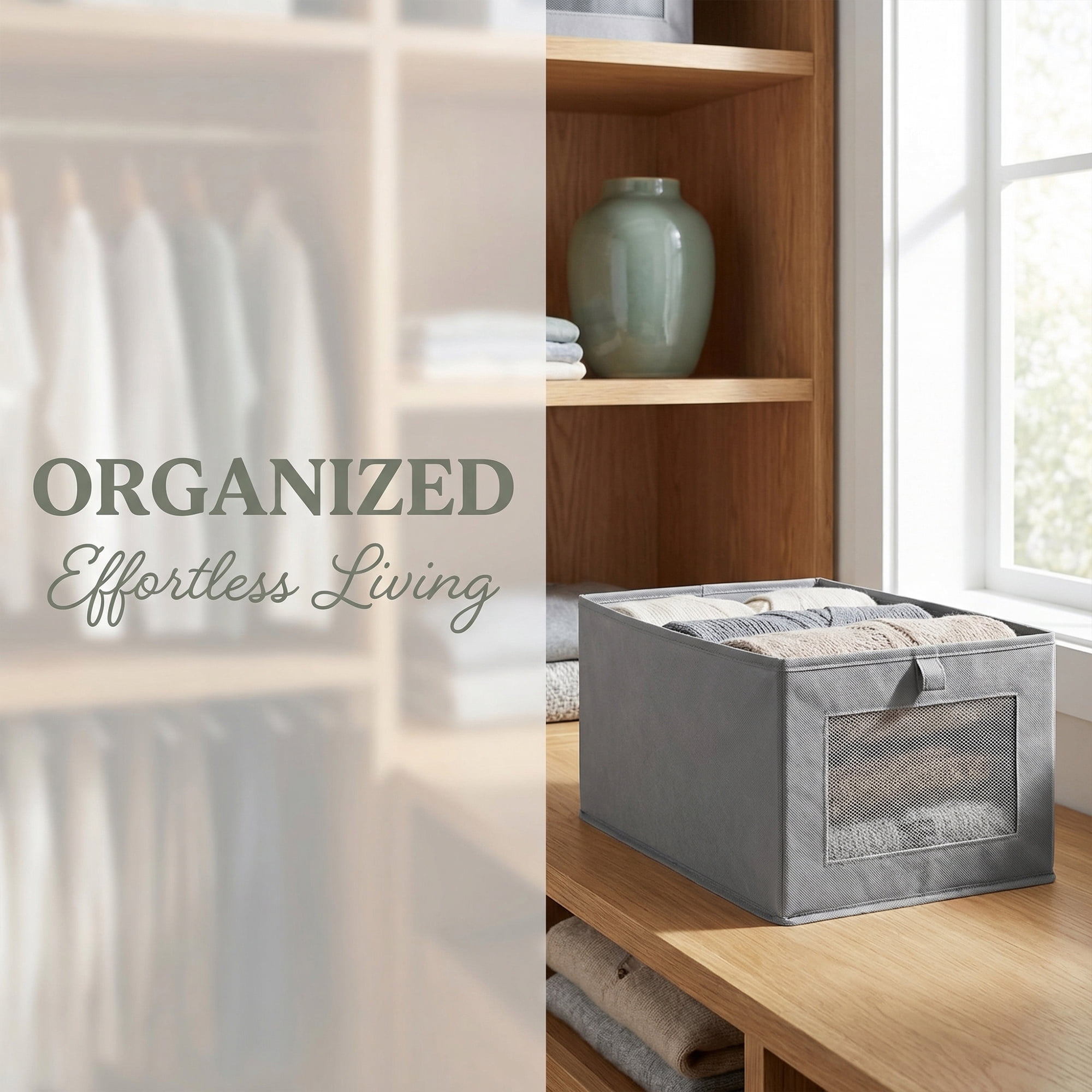 Unique Bargains 3pcs Storage Cube Fabric Storage Bins Grey 17.3*9.8*7.9in