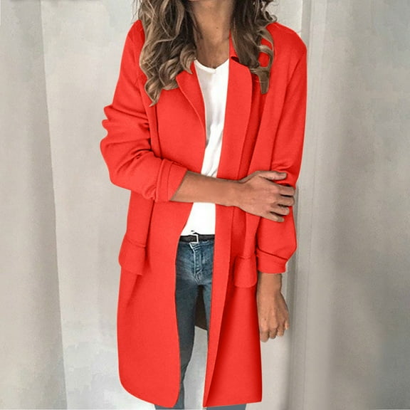 Daqian Womens Work Jacket Women's Fashion Autumn Winter Long Sleeve Solid Blouse Bow-Knot Sweater Tops Womens Coats and Jackets Red 10(XL)