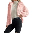 thumbnail image 3 of Jackets for Women Long Sleeve Comfy Warm Button Down Zip Up Stand Collar Plus Size Winter Clothing Pink M, 3 of 7