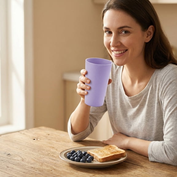 hulanddfd 500ml Cup, Reusable Plastic Cups for Drinking, Mouthwash Cup Household Brushing Cup Milk Cup or Lightweight Tumbler for Kitchen Outdoor Purple