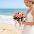 thumbnail image 6 of Wedding Bouquets for Bride,Bridal Flower for Bridesmaid with Silk Ribbon for Wedding Venue,Ceremony Scene,Photo Shooting,Pink, 6 of 7