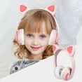 thumbnail image 3 of Niños portátiles LED que brillan intensamente auriculares auriculares de del oído de gato Rosado, 3 of 9