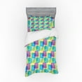 thumbnail image 2 of Colorful Duvet Cover Set, Skewed Square Shapes with Round Edges Overlap Geometric and Futuristic Design, Bedding Set with Shams and Fitted Sheet, 3 Sizes, by Ambesonne, 2 of 3