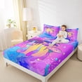 thumbnail image 4 of Manfei Neon Mushroom Full Size Sheets,Boho bohemian Style Bed Sheets,Purple Pink Blue Sheet Sets For Girl,Luxury Bedroom Decor,4-Piece, 4 of 7