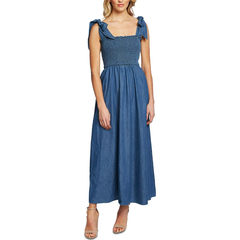 CeCe - CeCe Womens Denim Smocked Maxi Dress Blue XL - Walmart.com ...