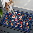 thumbnail image 3 of Bathroom Rugs 2x3 Ft, Navy Blue Flowers Non Slip Area Rugs for Kitchen Bedroom Entryway, Spring Vintage Floral Leaves Farmhouse Washable Carpet Runner Rug Floor Mats for Bedroom Home Decor, 3 of 8