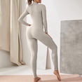 thumbnail image 3 of SEARCHI Womens Jumpsuit Long Sleeve Solid Color  Zip,  Piece Casual Workout Sets Sexy Bodycon Legging  Jogger Yoga Runing, Silver, 3 of 6