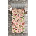 thumbnail image 3 of Ambesonne Nature Quilted Bedspread Set 2 Pcs, Butterflies Shamrocks, Twin Size, Lime Green Pale Pink, 3 of 3