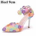 thumbnail image 1 of XIHAHA moda chica tacones altos mujer puntiagudos encaje Rhinestone zapato de boda nupcial vestido fino versátil mujeres sandalias zapatos, 1 of 5