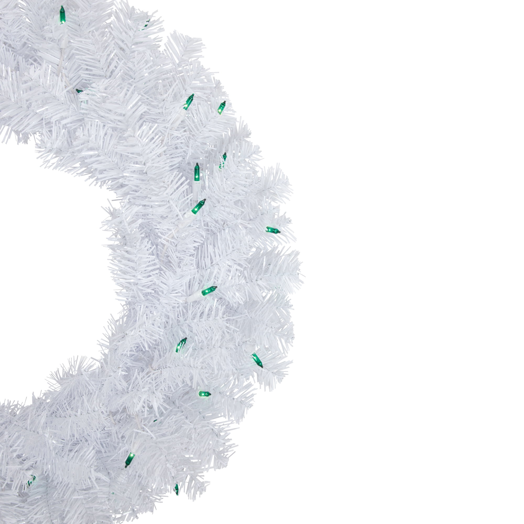 Northlight Pre-Lit Woodbury White Pine Artificial Christmas Wreath - 24" - Green Lights
