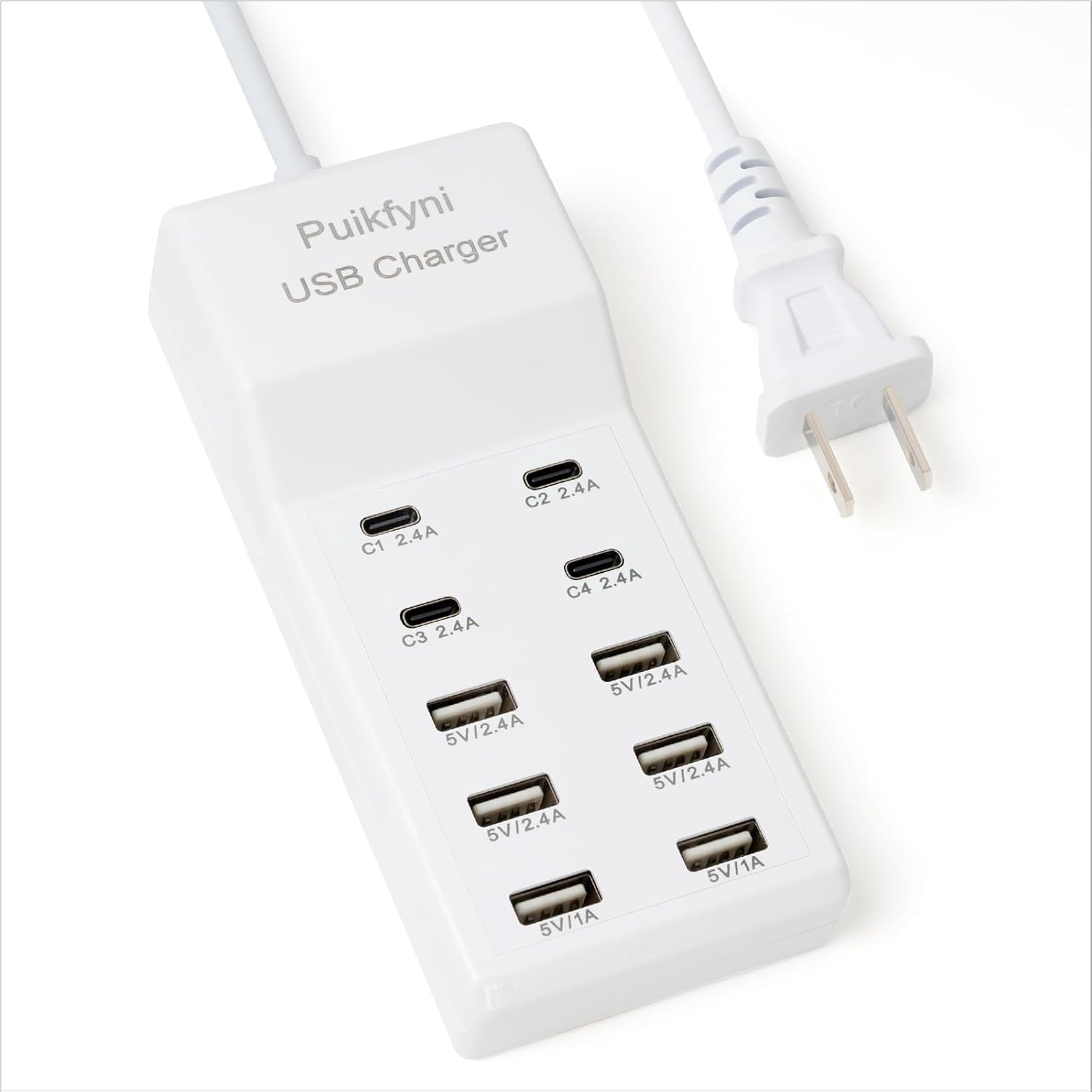 HRTGFD-Portable USB C Charging Station,4 -C- Ports, USB Charging hub 10-Ports/USB c Charger Block for Multiple Devices Phones Tablet Smartwatch Headphones Speakers (USB-4C+6A)