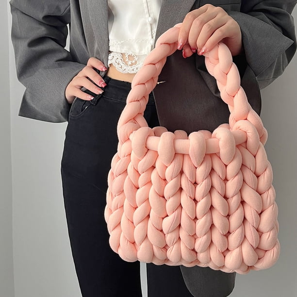 Bolso tejido para mujer | Bolso estilo crochet | Bolso de hombro artesanal | Bolso tote lavable de PU para uso diario | Bolso cruzado informal para ir de compras, al trabajo y a viajar