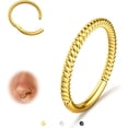thumbnail image 7 of Hinged Nose Rings Hoops - 316L Surgical Steel Twisted Seamless Clicker Cartilage Earrings Septum Rings Jewelry Conch Piercing Tragus Rook Daith Helix for Women Gold/Black/Silver 16G/18G, 7 of 7
