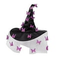 thumbnail image 4 of Sombrero de bruja de Halloween para mujer, accesorio gótico versátil para juegos de rol y mascaradas. Púrpura, 4 of 9