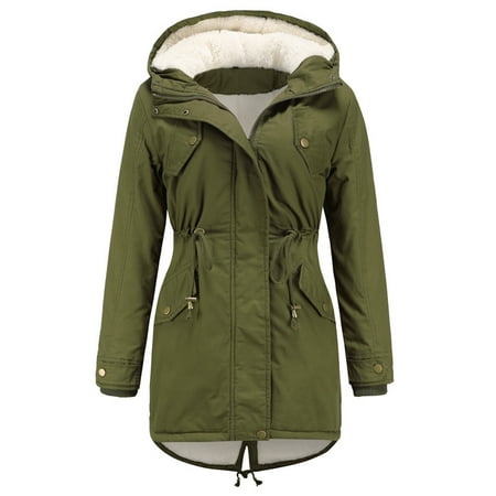 

BESTHUA Women s Warm Winter Coat Hooded Fleece Lined Parkas Jacket Long Thickened Winter Jacket with Pockets Zip Up Long Sleeve Outwear Coats
