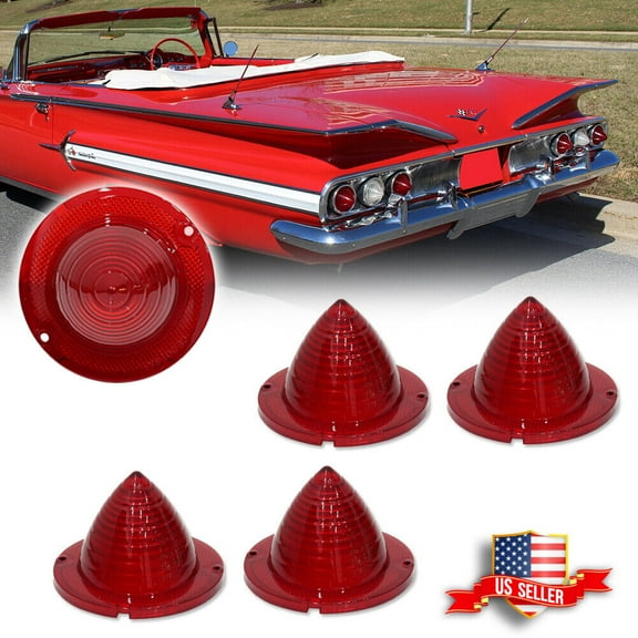 GTINTHEBOX 4PCS Rear Red Lens Tail Light Lamps 1960-1961 Impala Bel Air Biscayne El Camino