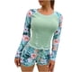 thumbnail image 1 of Conjunto de bikini de retazos con estampado de manga larga con estilo para mujer, traje de baño de dos piezas, ropa de playa OAVQHLG3B Store lin121212, 1 of 4