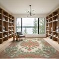 thumbnail image 2 of ODIKA 9'x12' Washable Area Rug Oushak Vintage Scrolling Vine Border Cream Farmhouse Boho Large Refined for Great Room, Indoor Concept, Living Low Pile, Flatwoven, 2 of 7