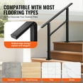 thumbnail image 2 of VEVOR Outdoor Handrails for Steps, 2-3 Step Stair Rail Kit, Black Square Tube with Horizontal Bar, Carbon Steel Support Rails for Seniors, 2 of 9