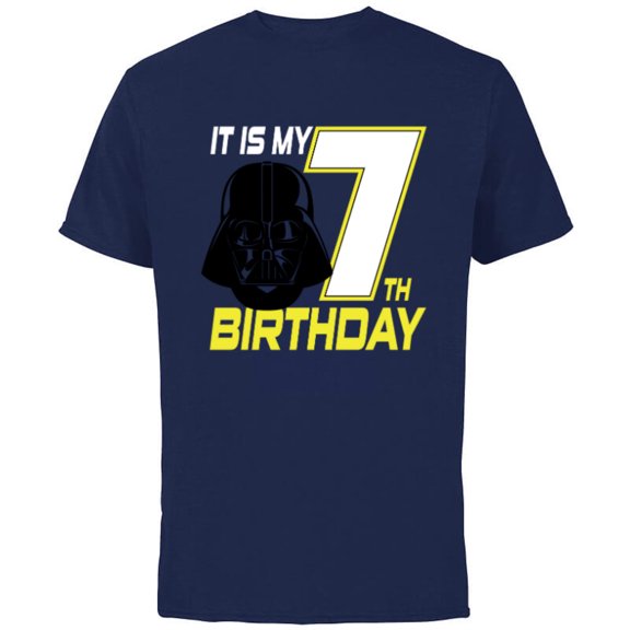 Star Wars Darth Vader 7th Birthday - Short Sleeve Cotton T-Shirt for Adults - Customized-Navy