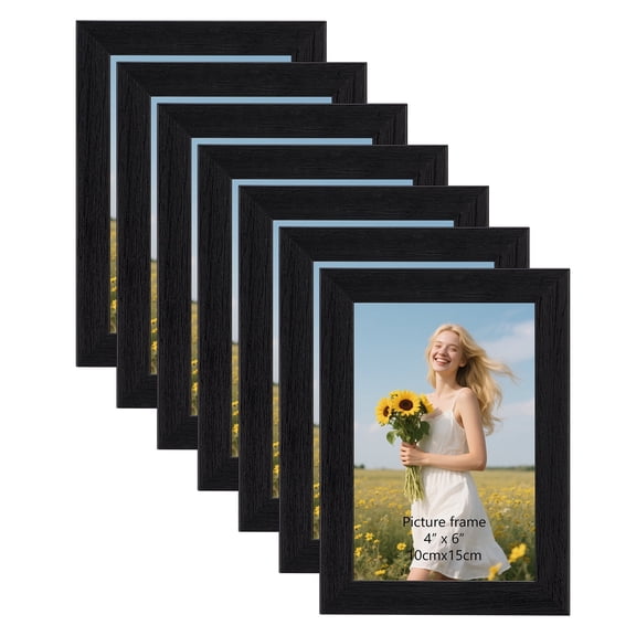 Giftgarden 4x6 Picture Frame Set of 7, Black Gallery Photo Frames 4 by 6 for Wall and Tabletop Display