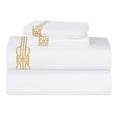 thumbnail image 3 of Superior Moonlawn Embroidered Cotton Bed Sheet Set, California King, White/Gold, 3 of 10