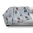 thumbnail image 3 of Cartoon Soft Flannel Fleece Blanket, Illustration of Animals with Winter Clothing Hats Hot Coffee on a Dotted Background, Cozy Plush for Indoor and Outdoor Use, 60" x 80", Multicolor, by Ambesonne, 3 of 6