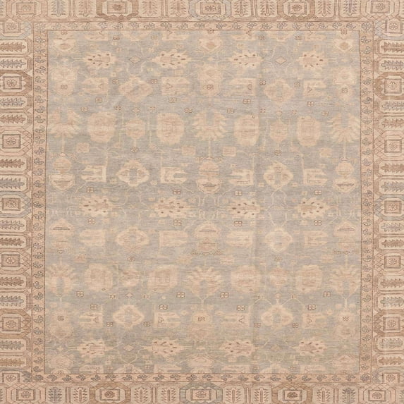 Ahgly Company Indoor Square Abstract Light Copper Gold Abstract Area Rugs, 6' Square