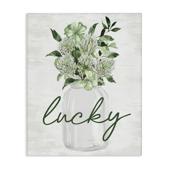 Stupell Industries Lucky Spring Shamrocks Botanical & Floral Painting Gallery Wrapped Canvas Art Print Wall Art, 16 x 20