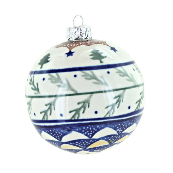 Blue Rose Polish Pottery Evergreen Christmas Ornament