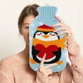 thumbnail image 3 of Hot Water Bottle 2L Hot Water Bag with Knit Cover Rubber Hot Water Pouch for Menstrual Cramps Pain Relief Cozy Nights Hot and Cold Therapy Hand Feet & Bed Warmer Cartoon Penguin, 3 of 9