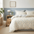 thumbnail image 2 of NAYOROOM 3 Pieces Blue White Floral Reversible Gingham Pattern Duvet Cover Queen Set, Soft Floral Bedding Set for Adults, 2 of 11