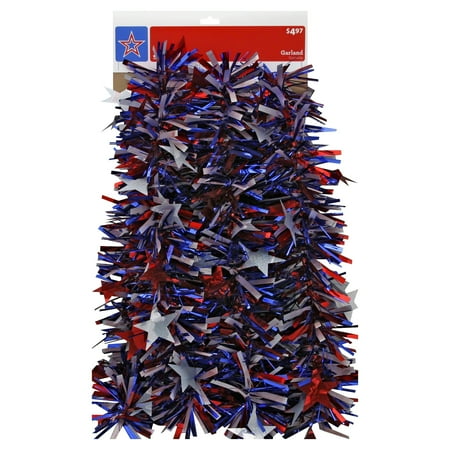 Wal-Mart Red, White & Blue Center Garland, 9 ft