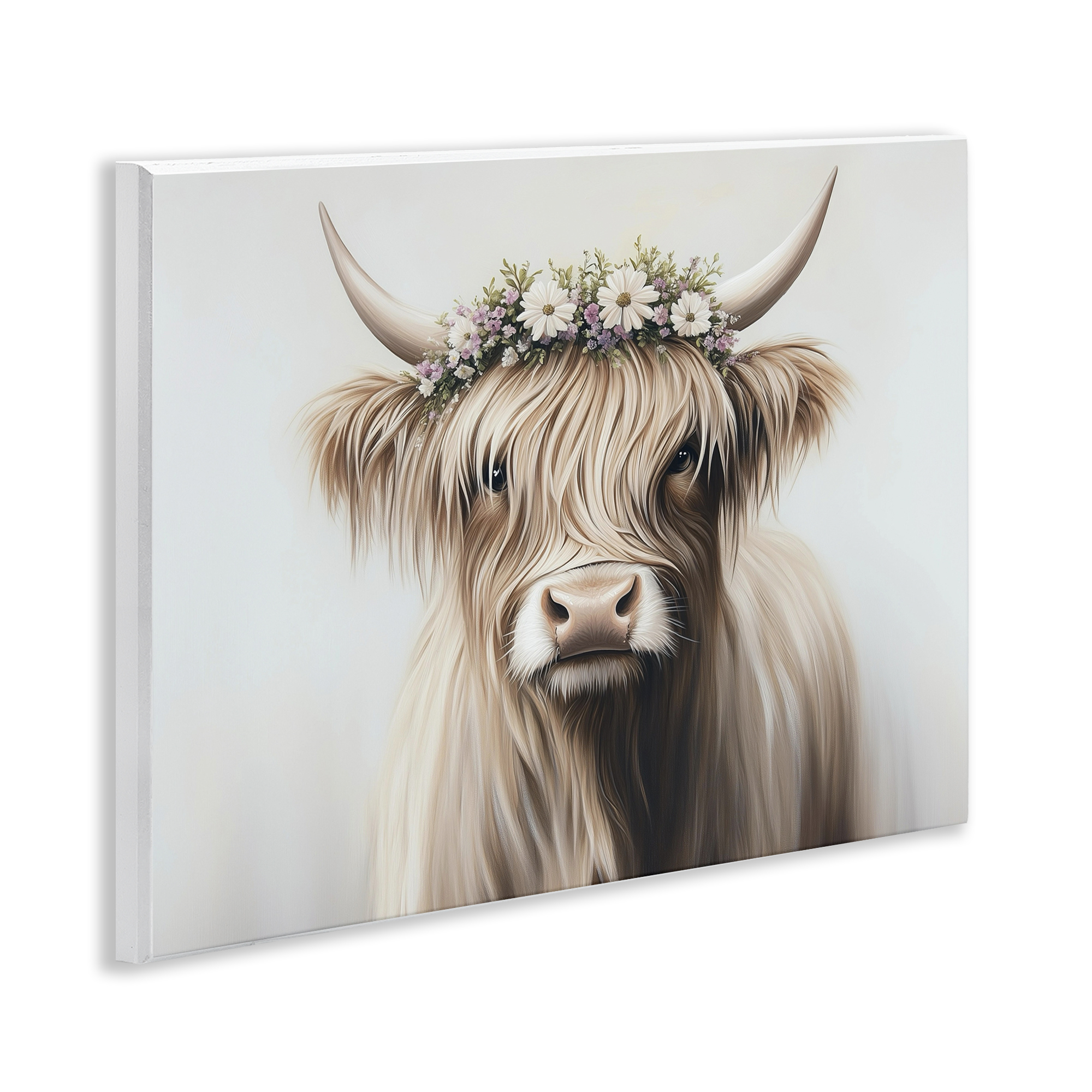 Shaggy Cattle Floral Crown Wall Plaque Art, design by Shawna Stewart