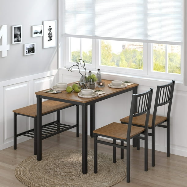 Yoneston 4-Piece Dining Table Chair Set with Storage Rack, 43in ...