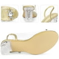 thumbnail image 4 of BLISSFUL STEP Women's Clear Slingback Rhinestone Peep Toe Block Heels Sandals, 4 of 6