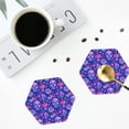 thumbnail image 3 of Bingfone Vintage blue Skull purple flower1 Leather Drinks Coasters with Set of 6,Suitable for Home Kitchen,Coffee Cup Coasters Home Gift, 3 of 7