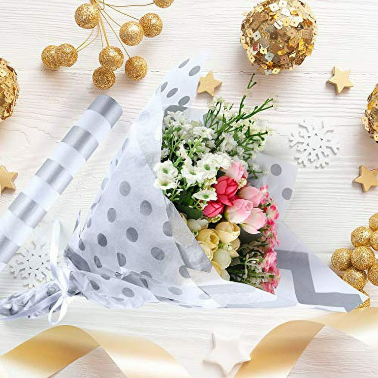 MIAHART 60 Pcs Silver White Tissue Paper Bulk 3 Style Decorative Metallic  Wrapping Paper for Birthday Weddings Christmas Party Decoration, DIY Arts  Crafts 
