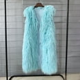 thumbnail image 5 of JGGSPWM Women's Long Faux Furry Vests Shaggy Sleeveless Jacket Coat Outerwear Sky Blue 2XL, 5 of 5