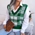 thumbnail image 6 of Lindreshi Sweater Vest Women Women V-Neck Contrasting Plaid Knitted Sweater Casual Fashion Sleeveless Vest Jacket Coat Tops, 6 of 8